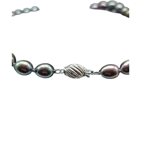 14K Gold Clasp Peacock Tahitian Baroque Pearl Necklace 16" Multi-Color Iridescen - Picture 7 of 11